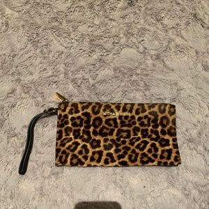 Michael Kors Leopard Calf Hair Wristlet / Clutch